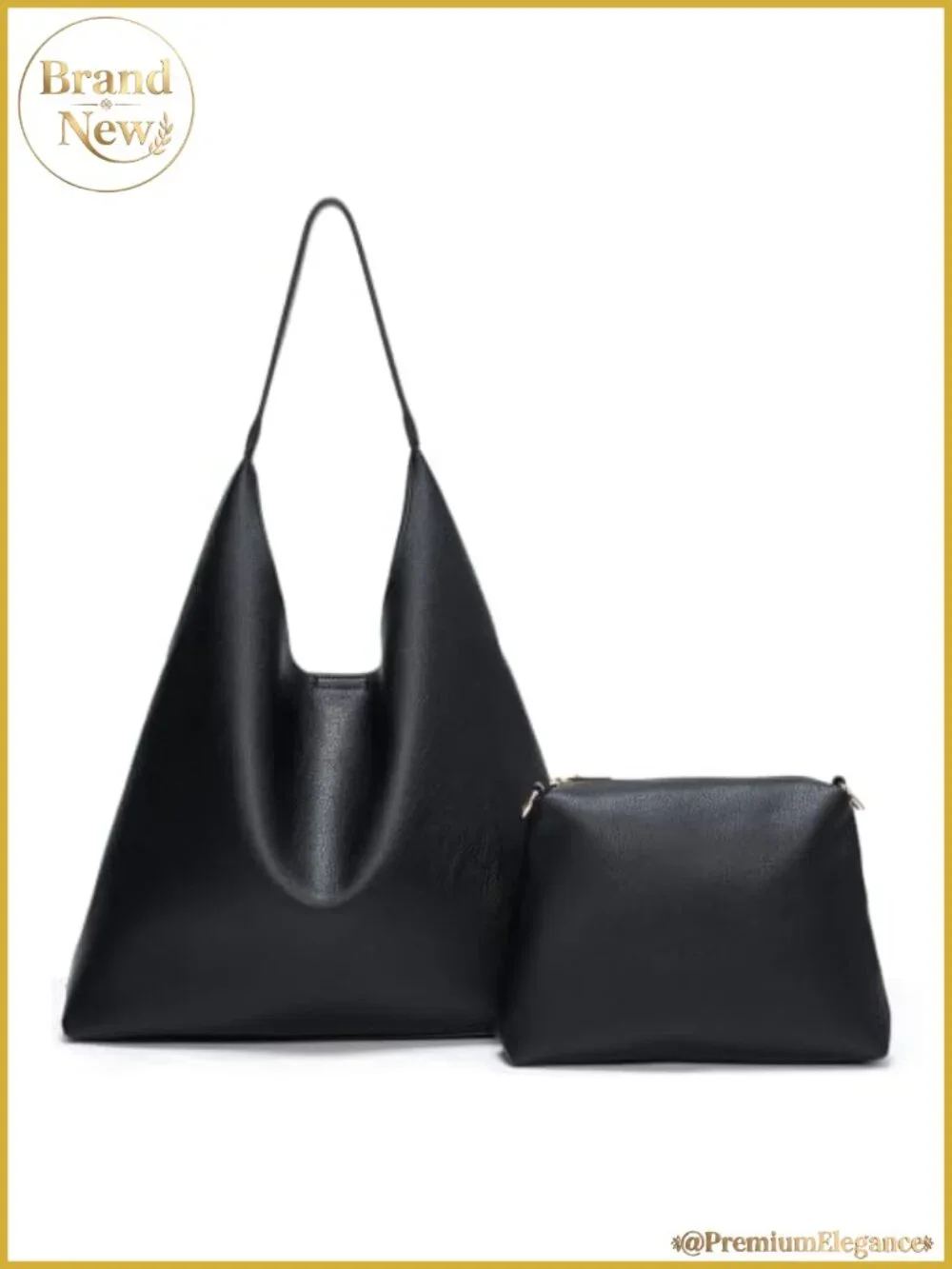 Hobo Bags for Women 2 Pc Vegan Leather Slouchy Tote with Pouch